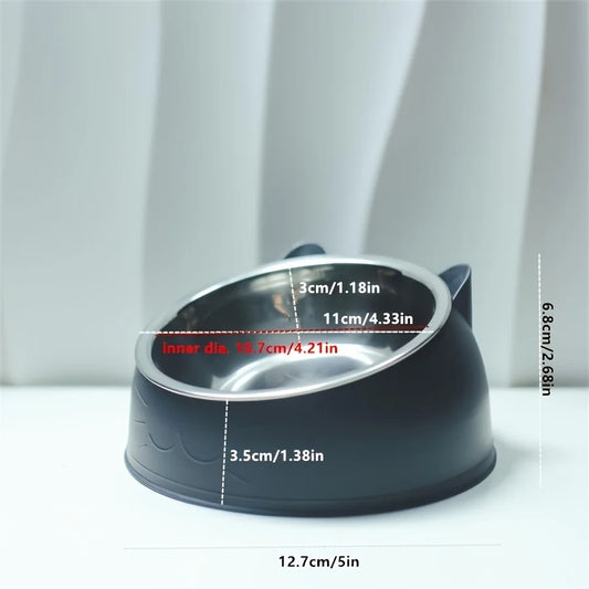 Neck-Protecting Elevated Bowl for Cats – Stainless Steel