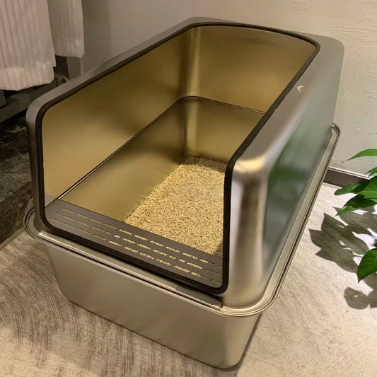 Extra-Large Stainless Steel Cat Litter Box – 60cm