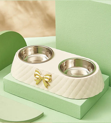 Stylish Double Pet Feeding Bowl with PP Base