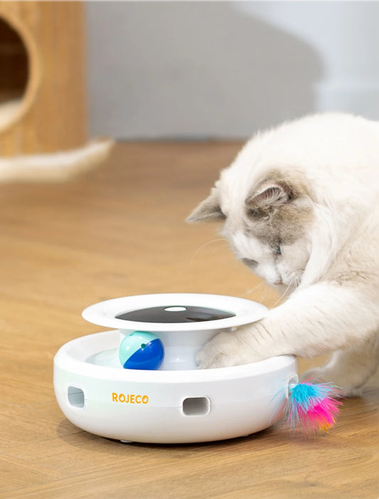 2-in-1 Smart Interactive Cat Toy with Feather & Ball