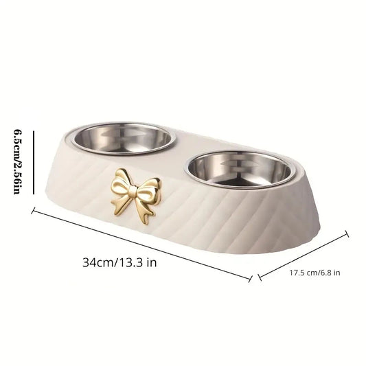Stylish Double Pet Feeding Bowl with PP Base