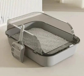 Semi-Enclosed Cat Litter Box with High Sides – Splashproof